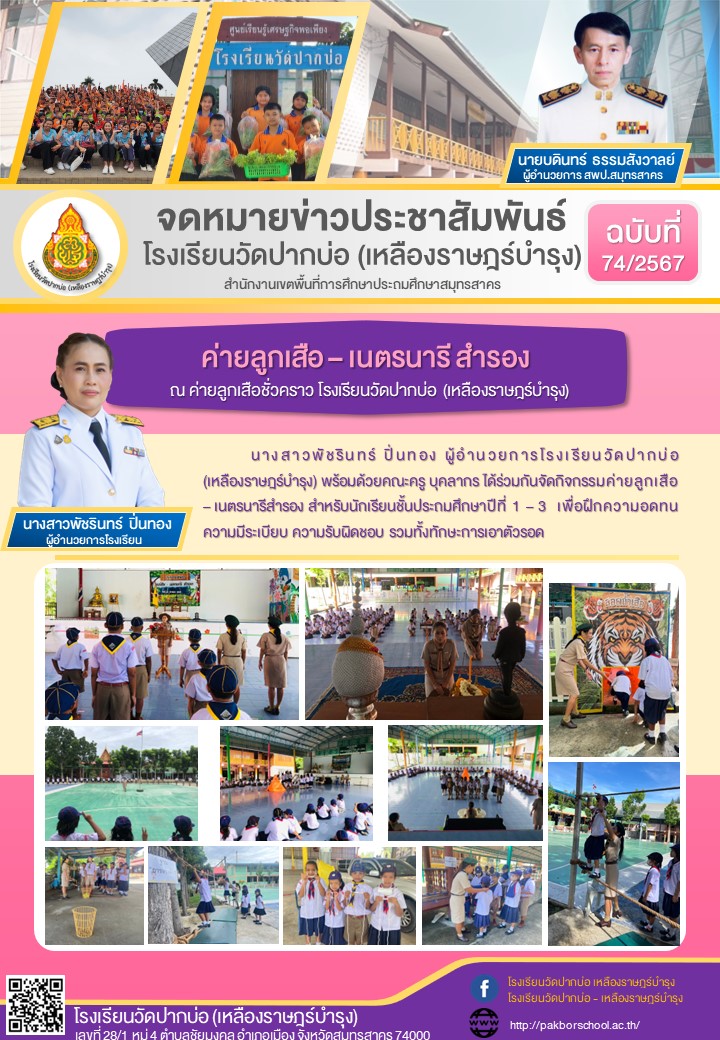 74. จดหมายข่าว 67 08 29 ค่ายลูกเสือ เนตรนารี สำรอง