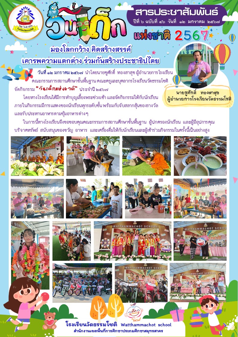 ปีที่ 6.46 วันเด็กแห่งชาติ 2567 12 ม.ค. 66