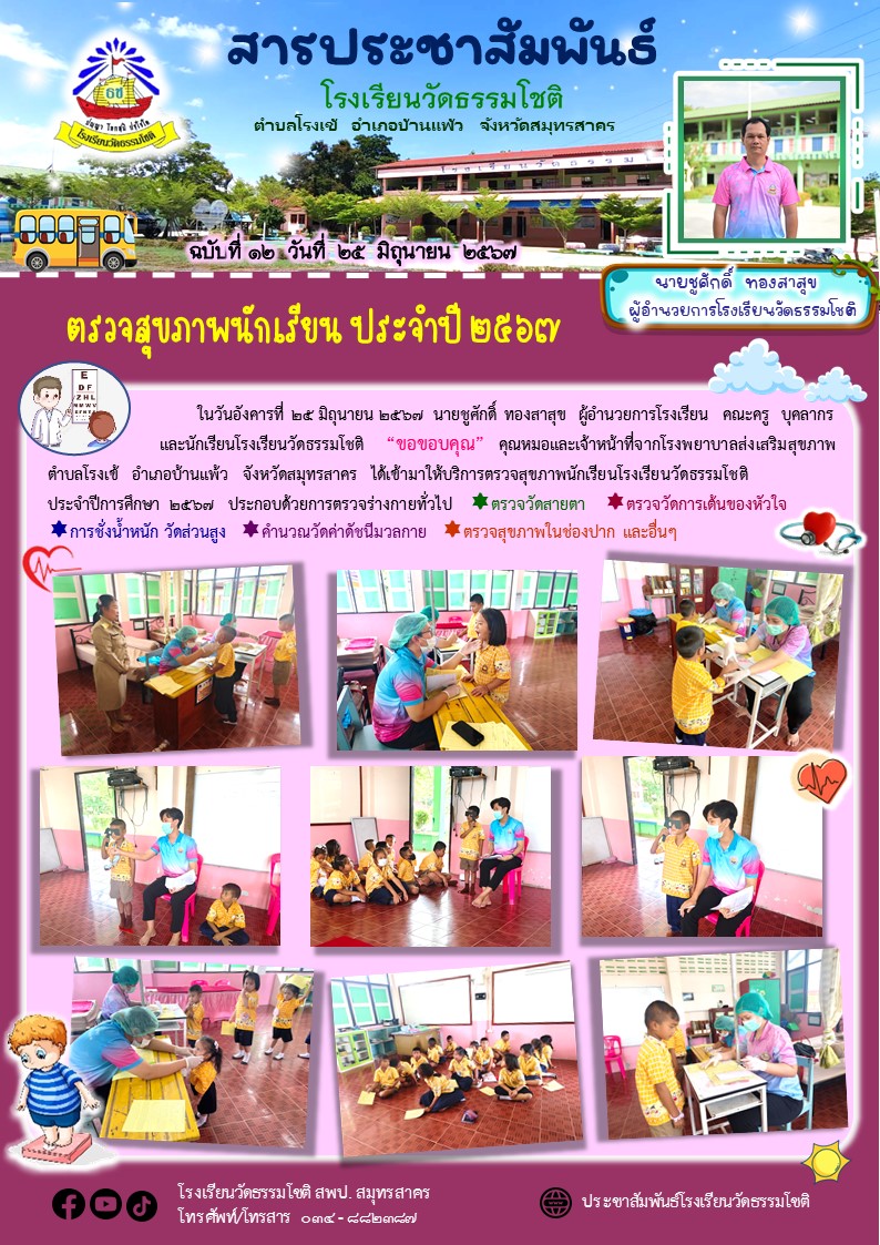ปีที่ 7.12 ตรวจสุขภาพนักเรียน ประจำปี 2567