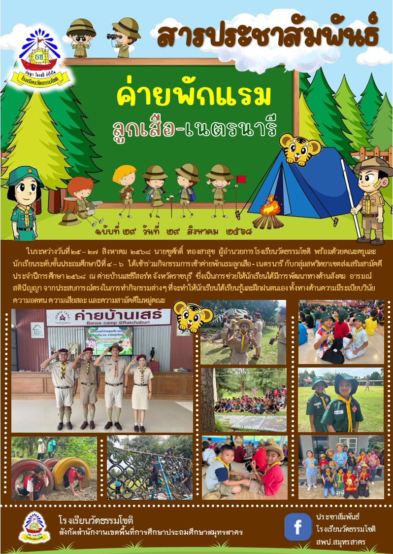ปีที่ 8.29 ค่ายลูกเสือ เนตรนารี 25 27 สิงหาคม 2568