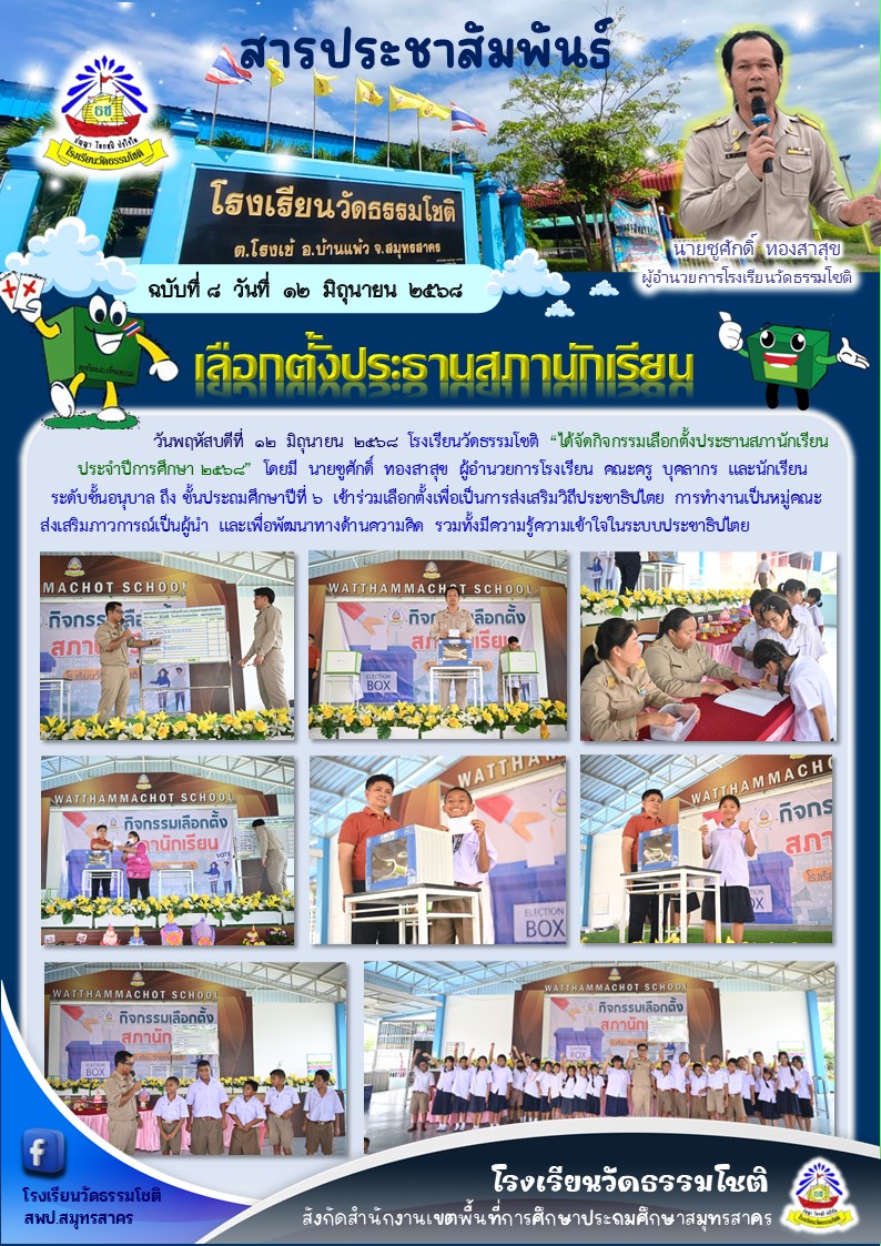 ปีที่ 8.8 เลือกตั้งประธานสภานักเรียน 2568